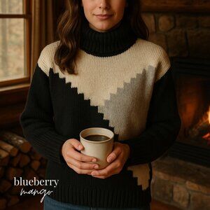 Courtney Rhodes 100% Wool Ski Sweater | Vintage Cabincore Turtleneck | Après-Ski